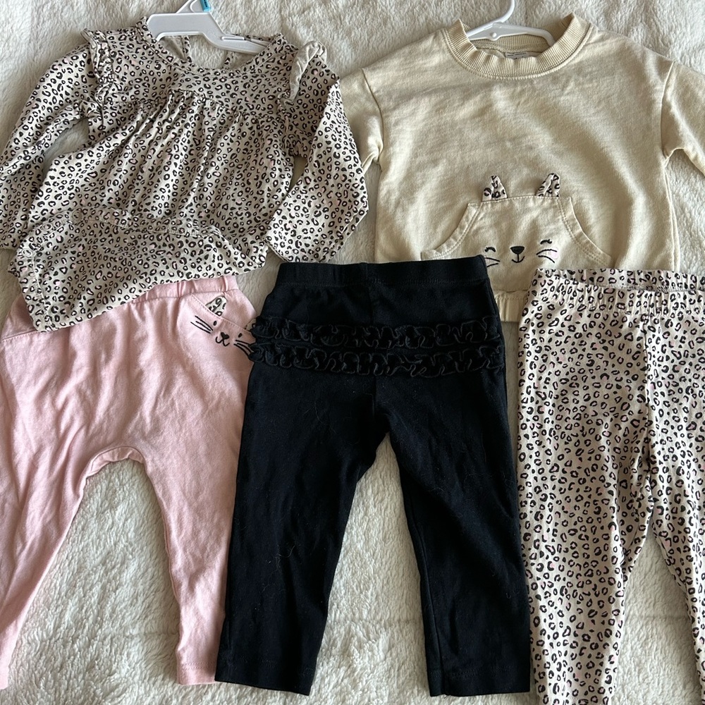 12 month girls animal print set